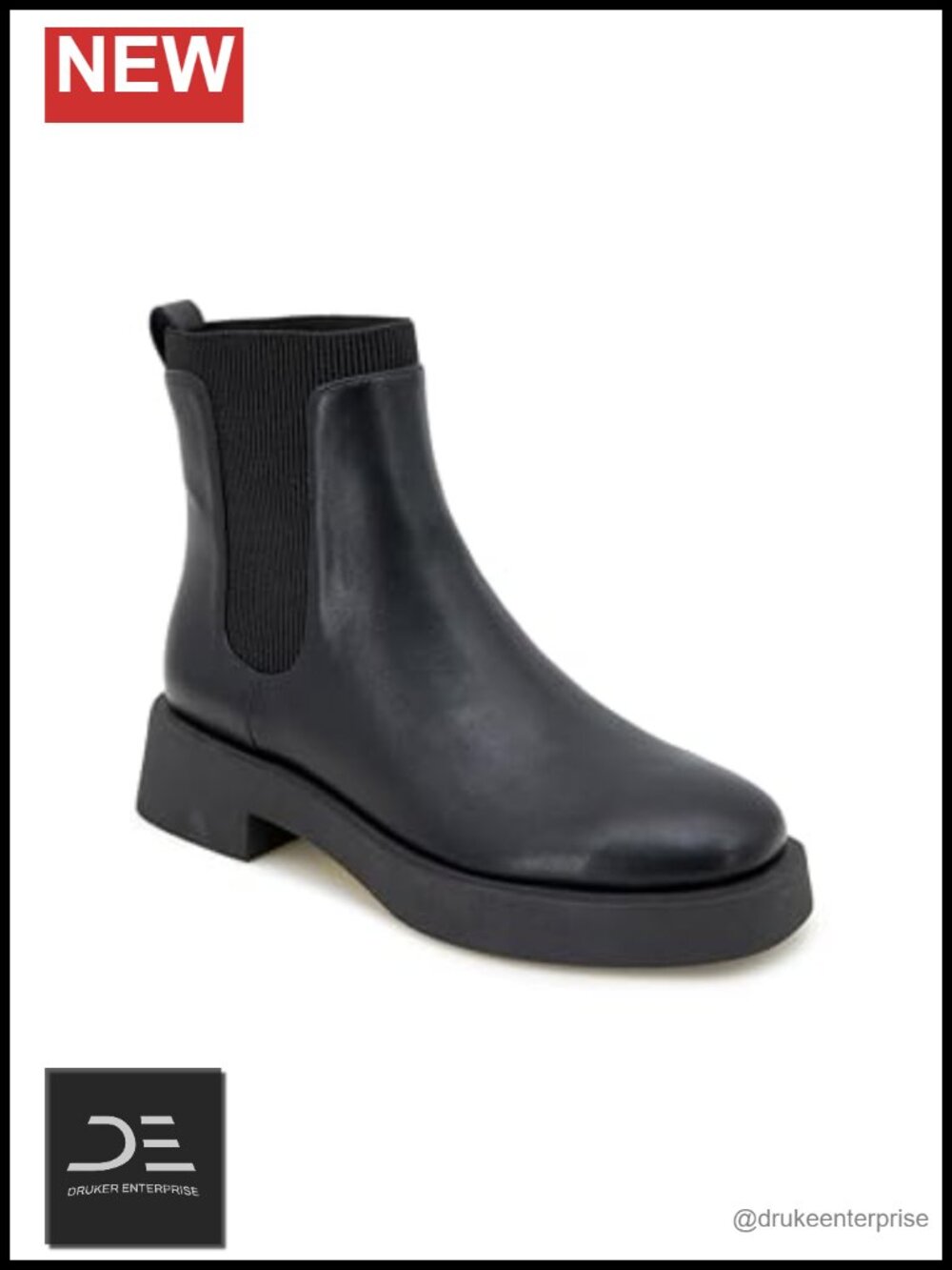 Women's Chelsea Ankle Boots Block Heel Faux Leather Slip-On